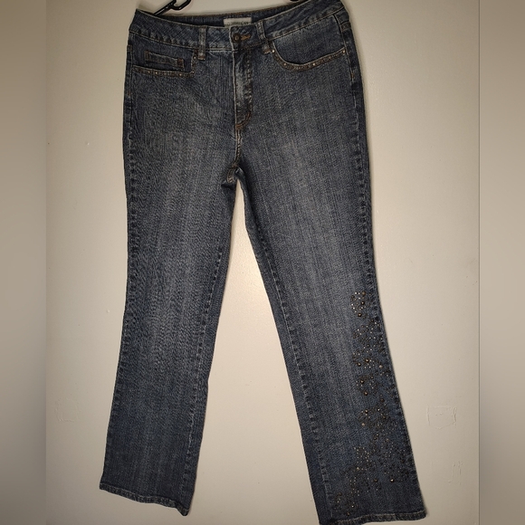 Coldwater Creek women's denim jeans,straight leg,high rise, studs,sz 10,Boho. - Picture 16 of 16
